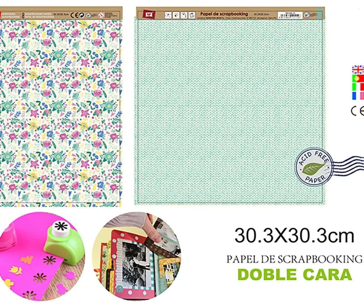 Papel De Scrapbooking Doble Cara Ramillete/Tejidos1