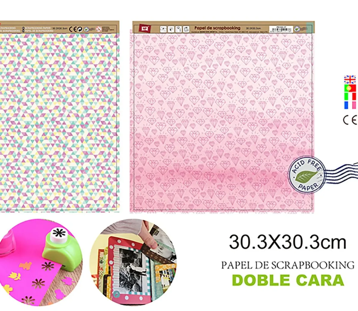 Papel De Scrapbooking Doble Cara Diamantes/Triangulos1