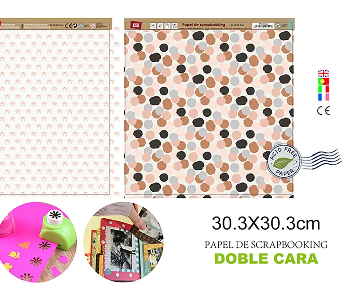 Papel De Scrapbooking Doble Cara Circulos/Triangulos Bases1