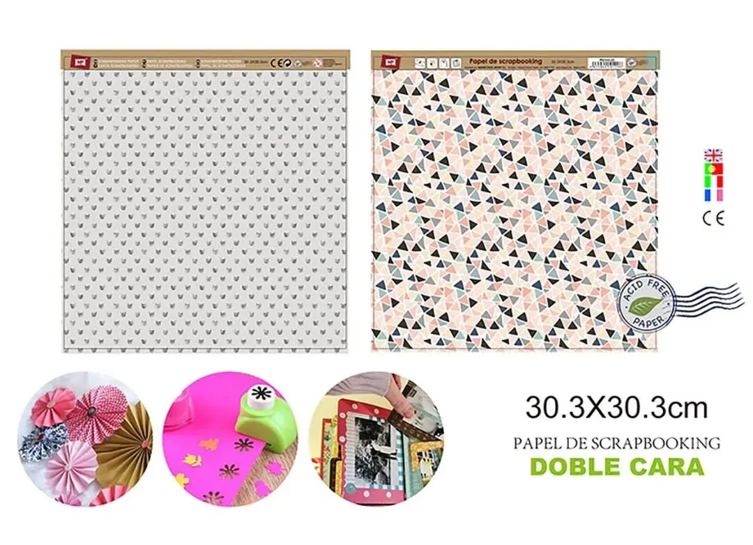 Papel De Scrapbooking Doble Cara Triangulos/Perlas1