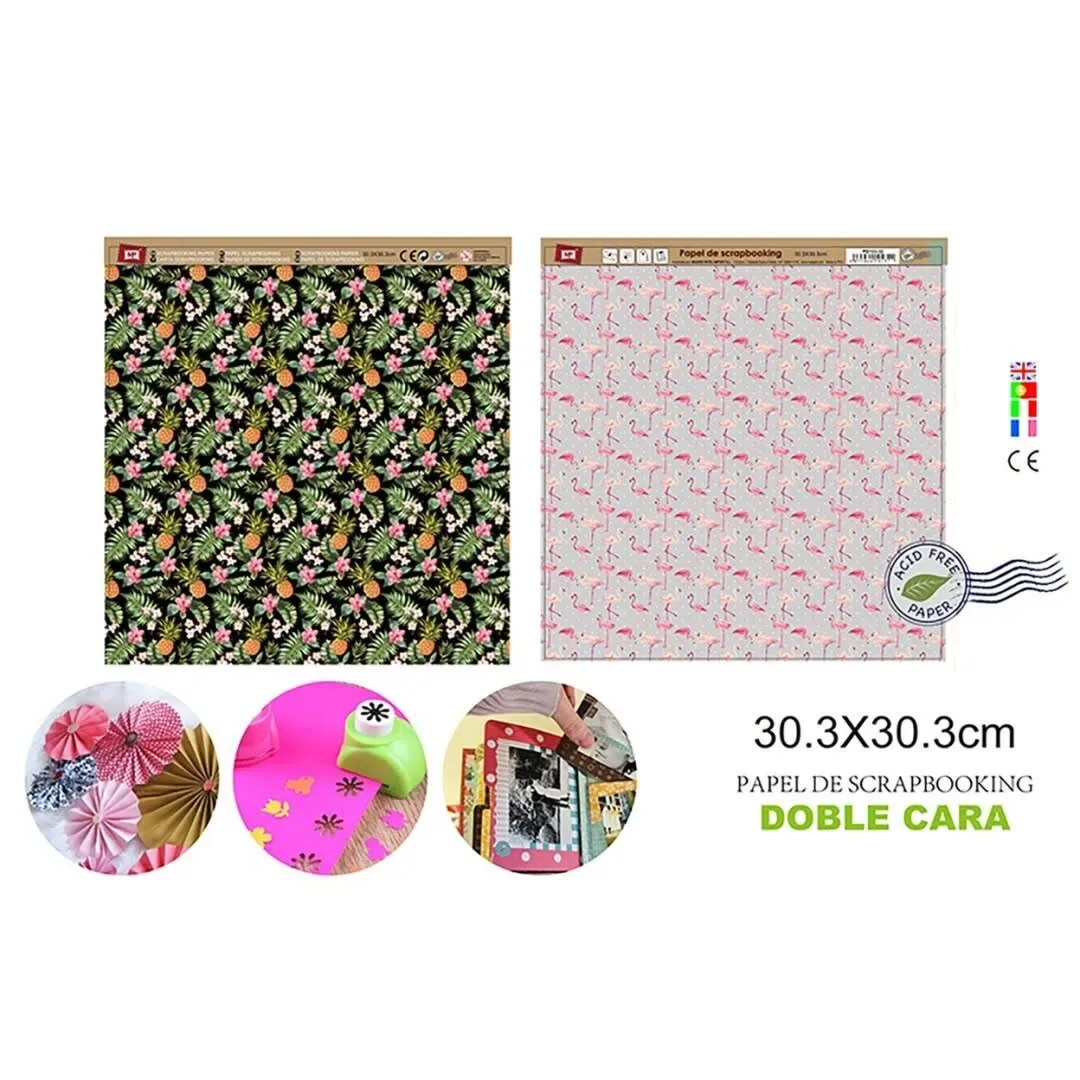 Papel De Scrapbooking Doble Cara Garzas/Palmas 30.3X30.3Cmdo1
