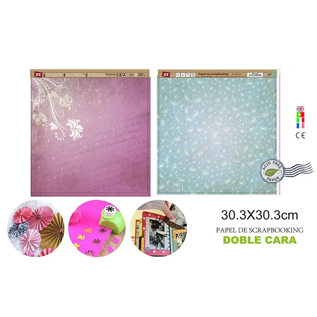 Papel De Scrapbooking Doble Cara Copitos/Fondo Elegante d1