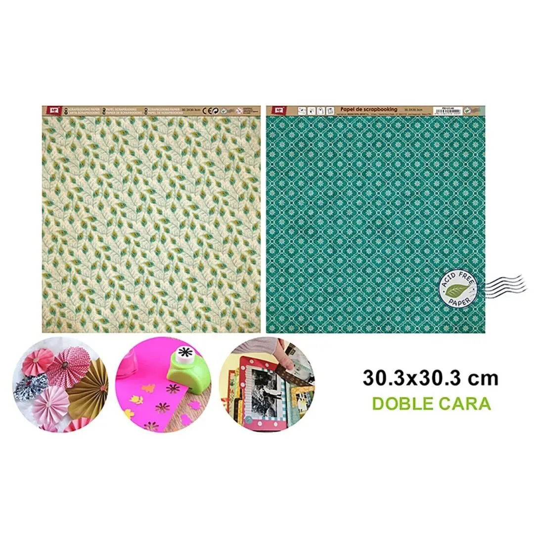 Papel De Scrapbooking Doble Cara Hojitas/Mini Mandalas1