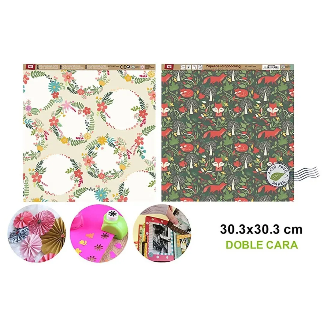 Papel De Scrapbooking Doble Cara Zorritos/Coronas1
