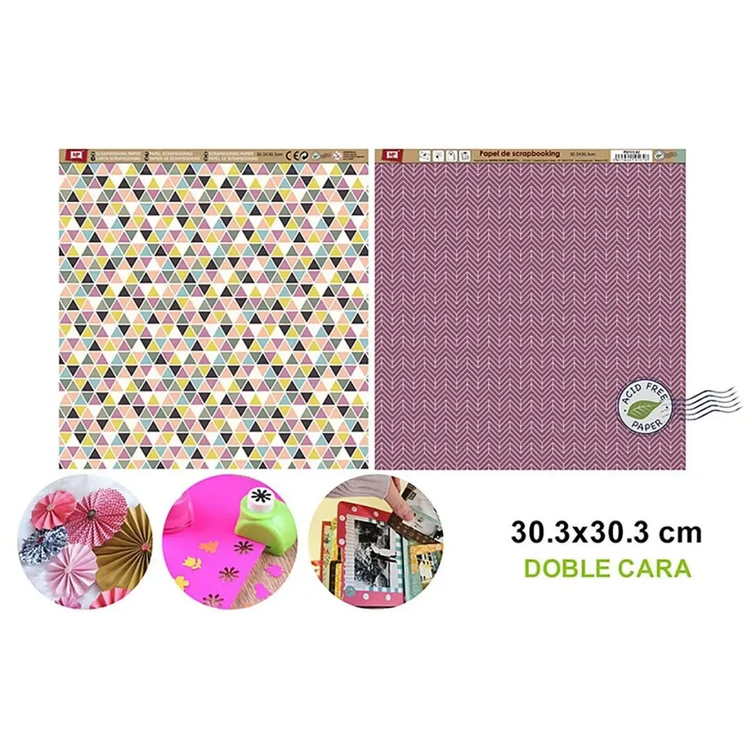 Papel De Scrapbooking Doble Cara Lineas/Triangulos1