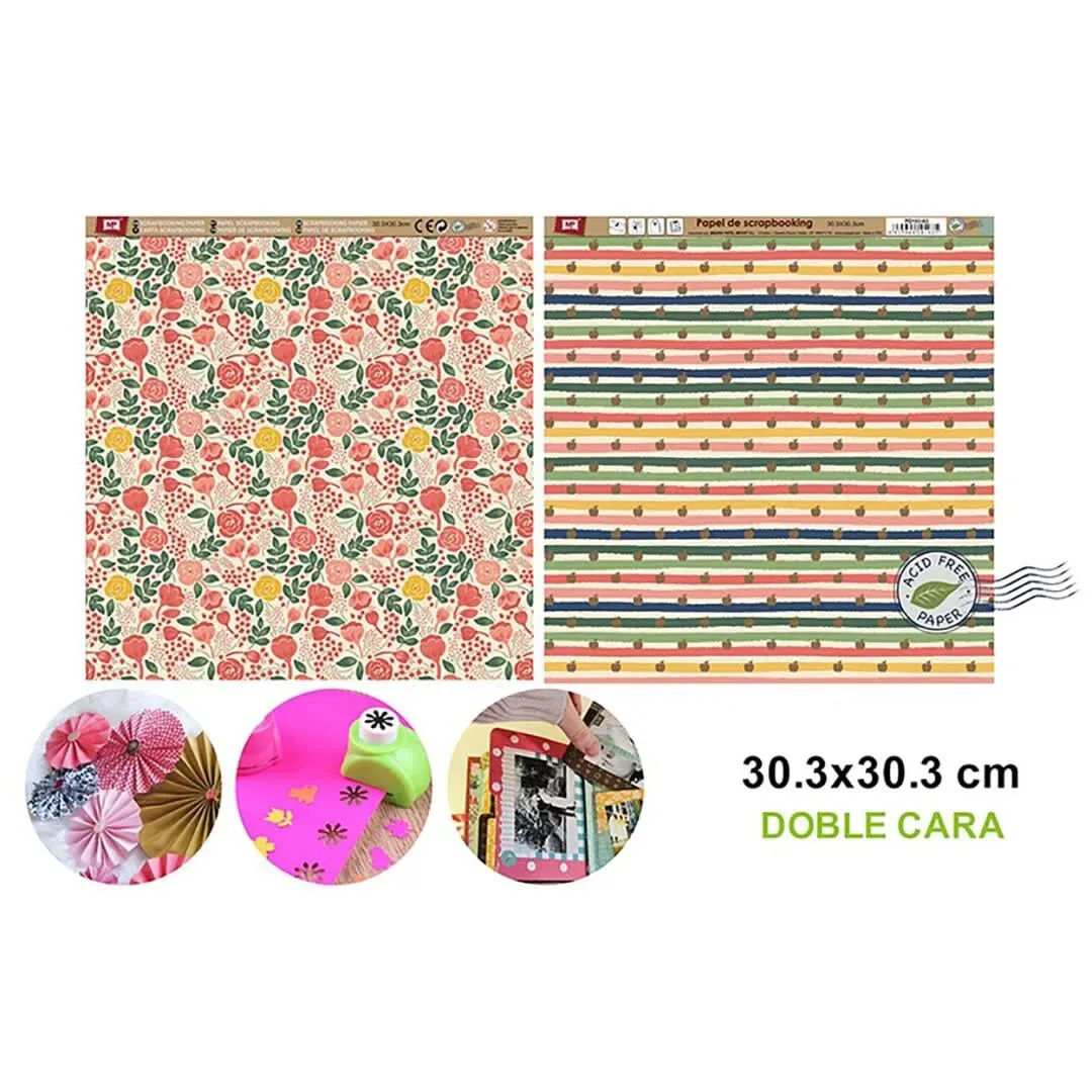 Papel De Scrapbooking Doble Cara Manzanas/Jardin 30.3X30.3Cm1