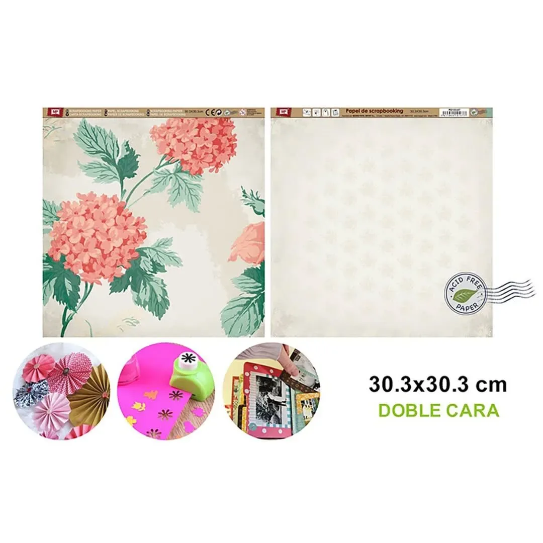 Papel De Scrapbooking Doble Cara Marmoleado/Ramilletes1