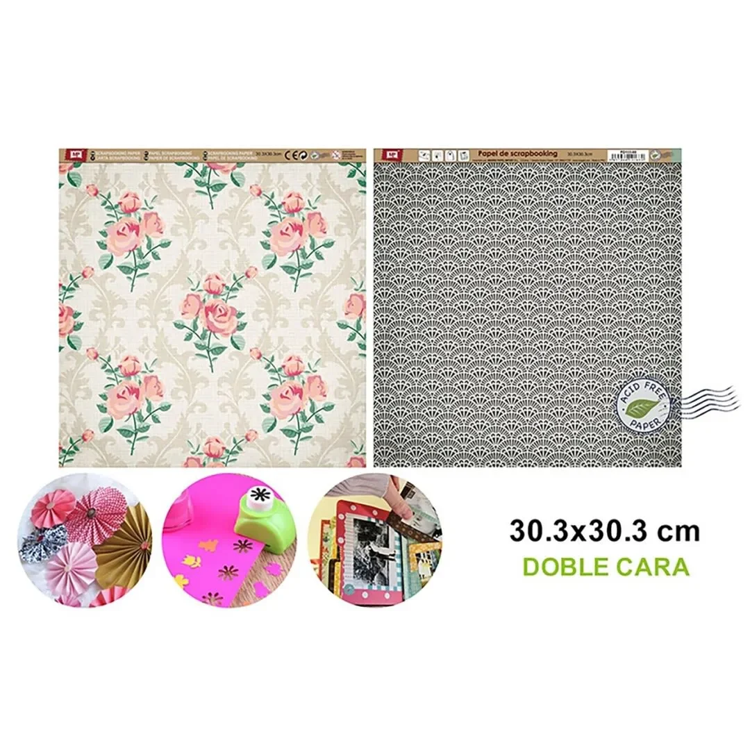 Papel De Scrapbooking Doble Cara Abanicos/Ramilletes1