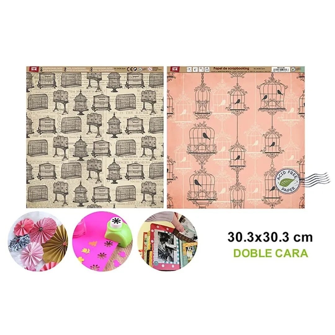 Papel De Scrapbooking Doble Cara Jaulas Variadas 30.3X30.3Cm1