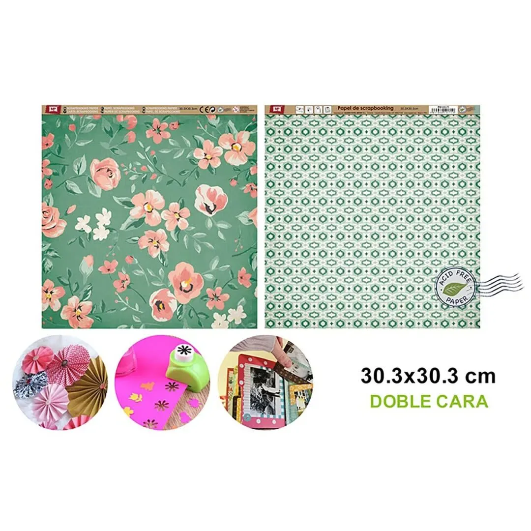 Papel De Scrapbooking Doble Cara Fondos Verdes 30.3X30.3Cmdo1