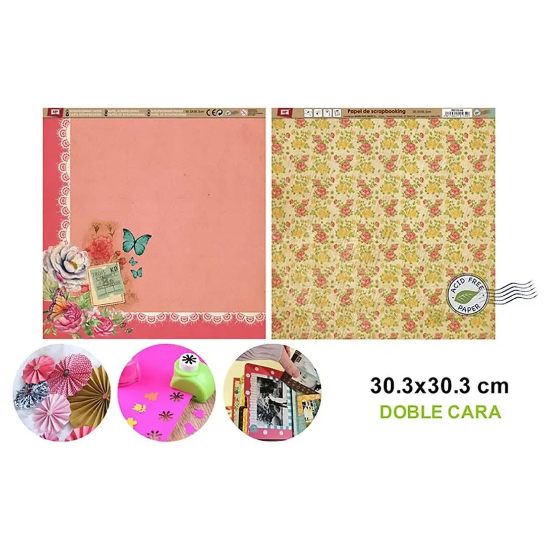 Papel De Scrapbooking Doble Cara Ramilletes/Ventanales1