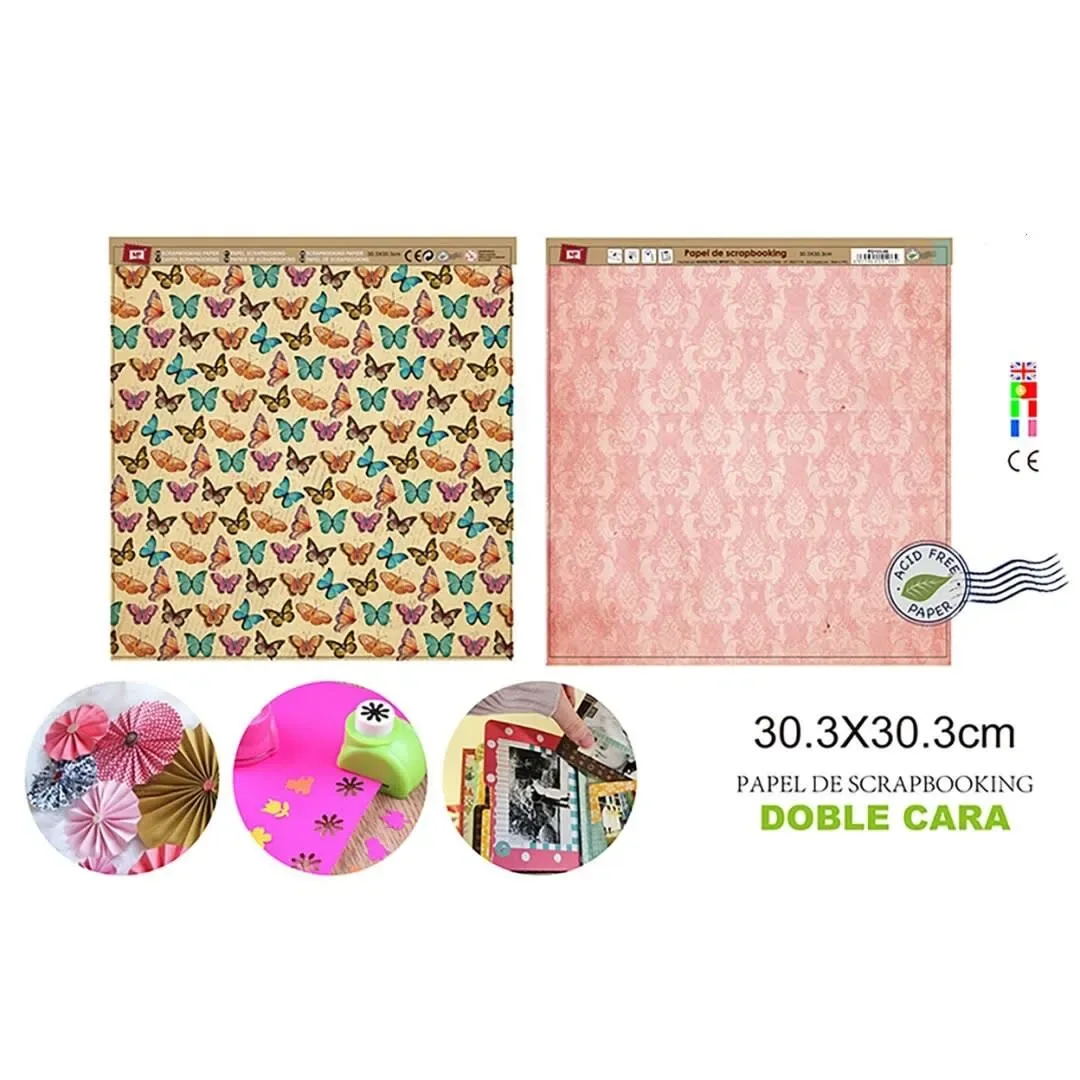 Papel De Scrapbooking Doble Cara Variedad Mariposas1