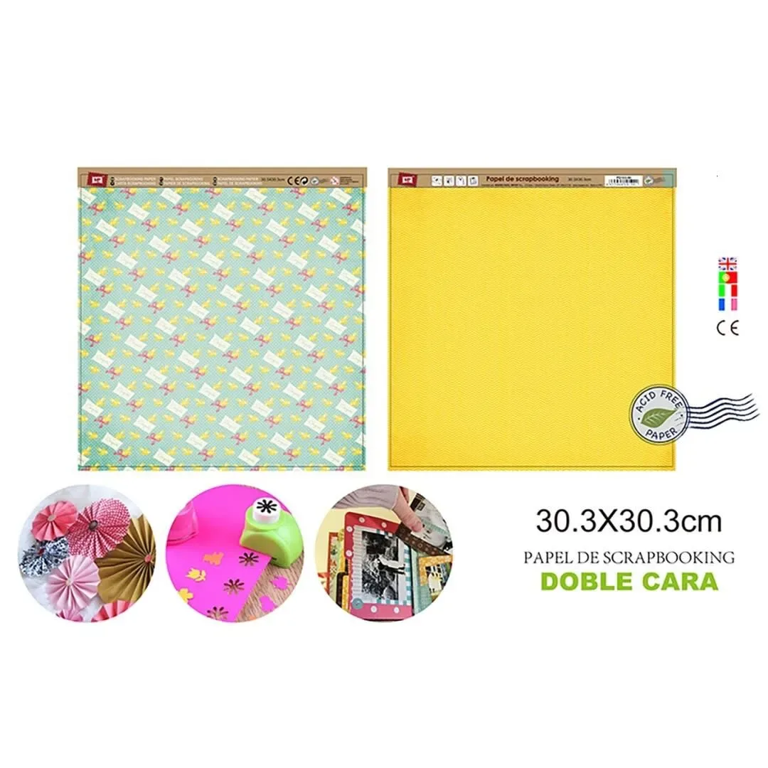 Papel De Scrapbooking Doble Cara Mensajitos/Lineas1