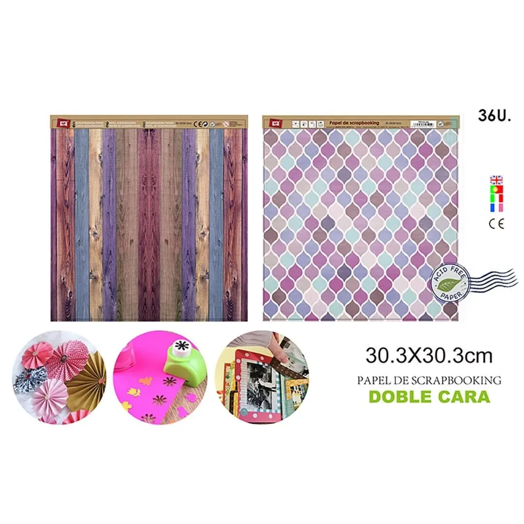 Papel De Scrapbooking Doble Cara Madera/Gotitas 30.3X30.3Cm1
