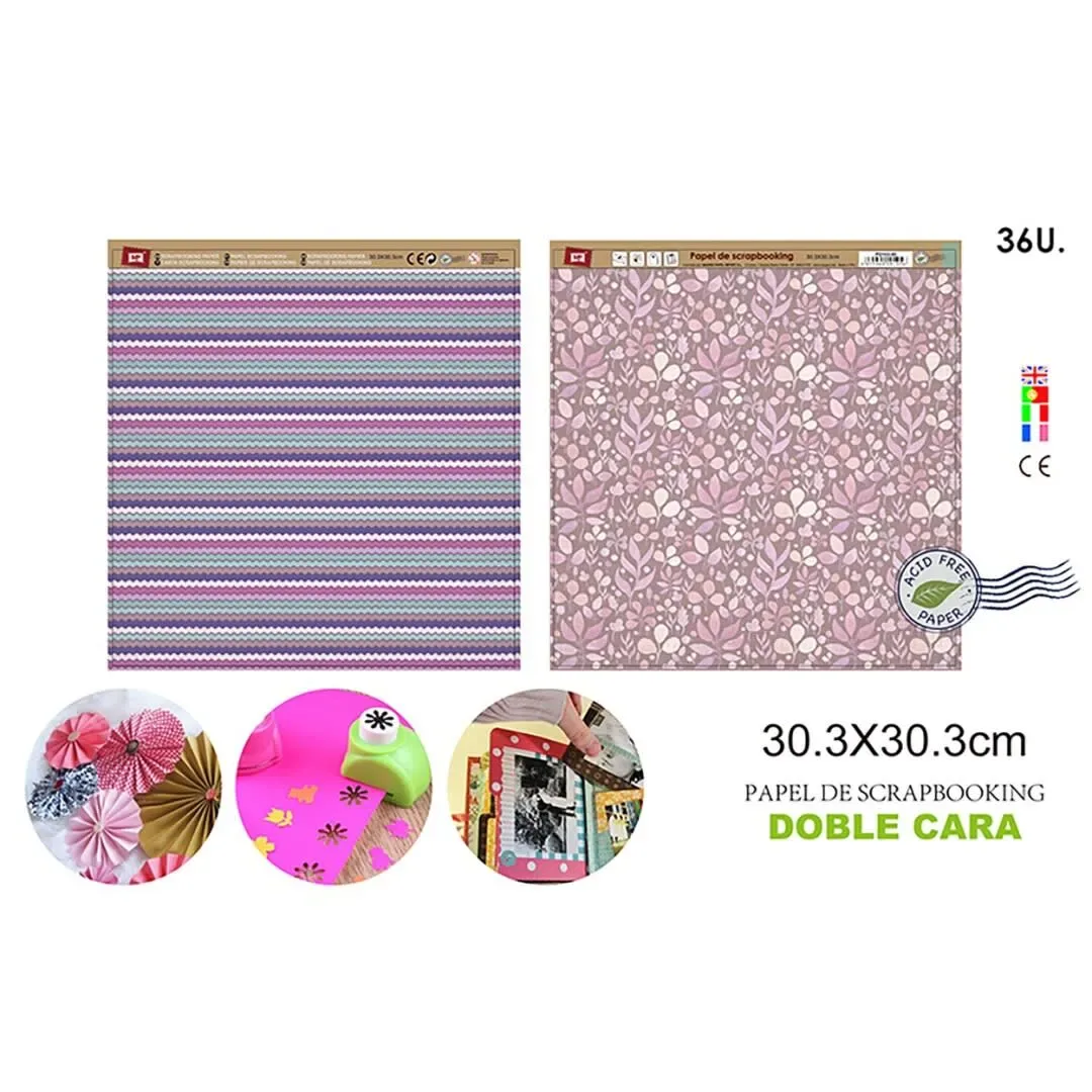 Papel De Scrapbooking Doble Cara Costuras/Jardines1