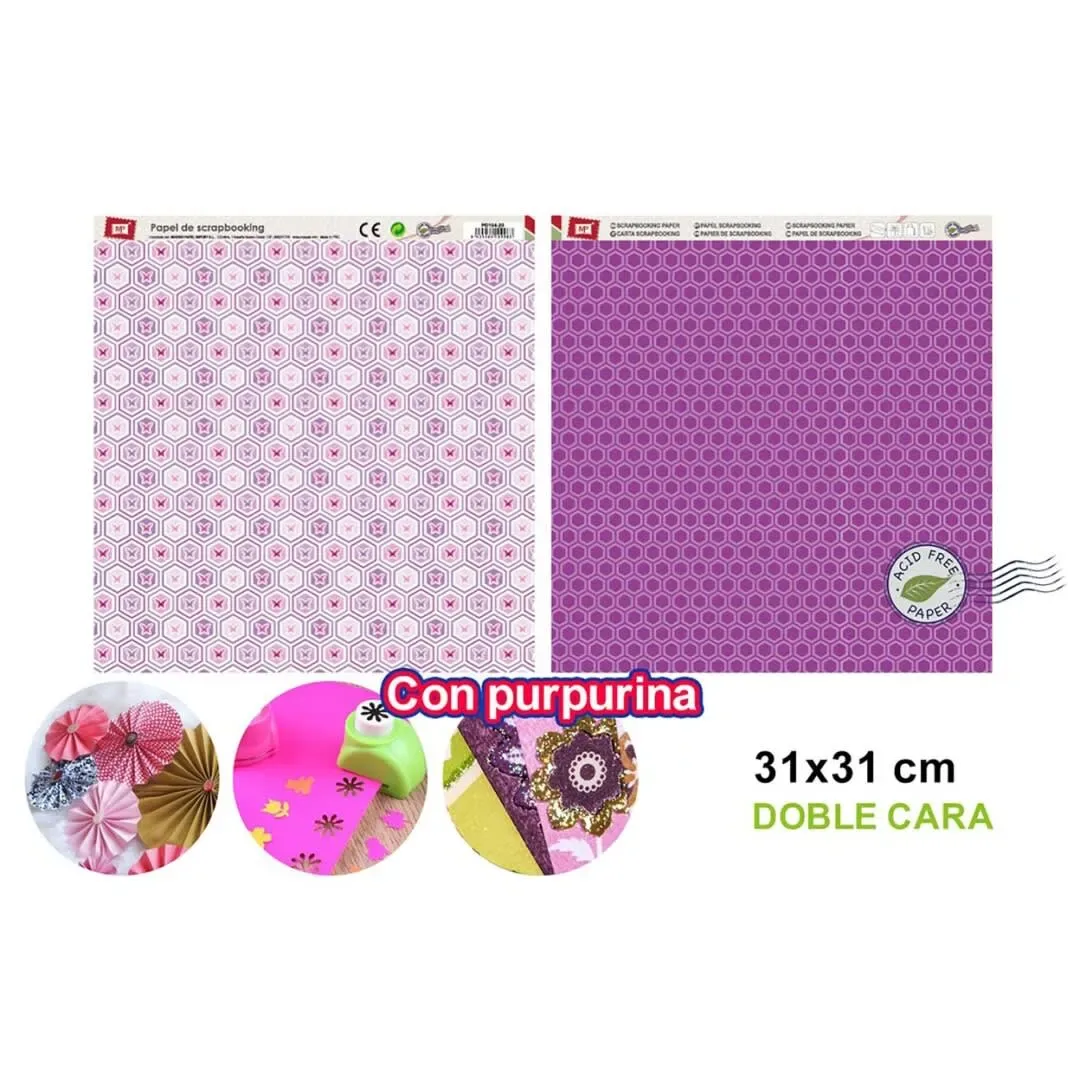 Papel De Scrapbooking Doble Cara Diseños Con Glitter1