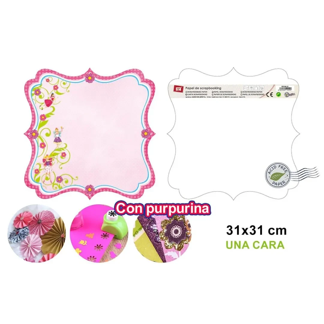 Papel De Scrapbooking Doble Cara Bordes Con Glitter1