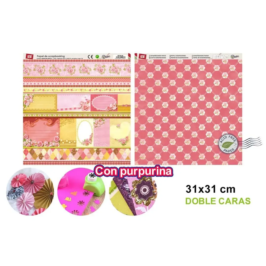 Papel De Scrapbooking Doble Cara Sticker Variados+Glitter i1
