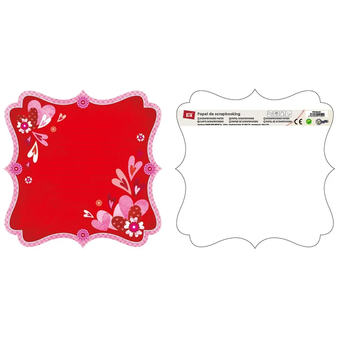 Papel De Scrapbooking Bordes Con Corazones 30.3X30.3Cmdo1