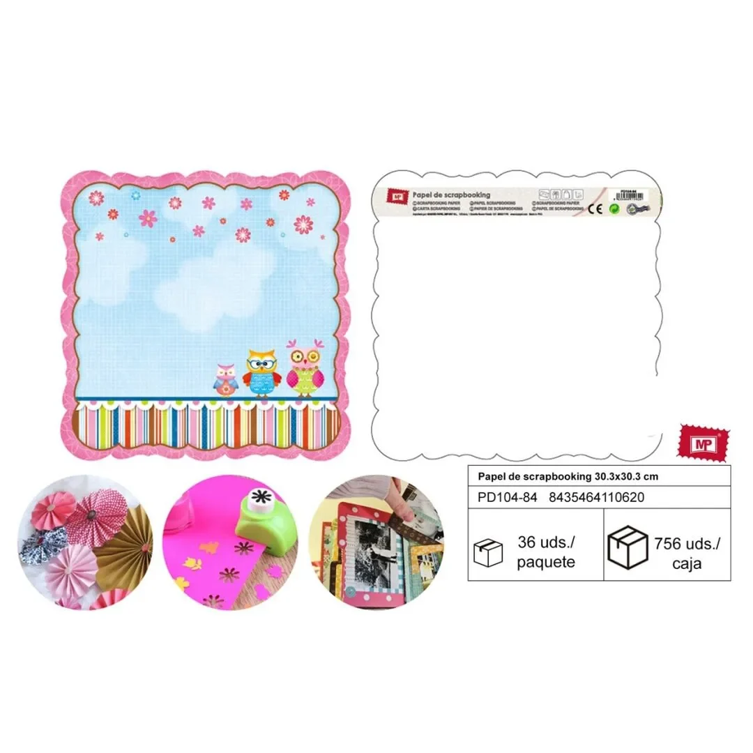 Papel De Scrapbooking Bordes Con Buhos 30.3X30.3Cmdo1