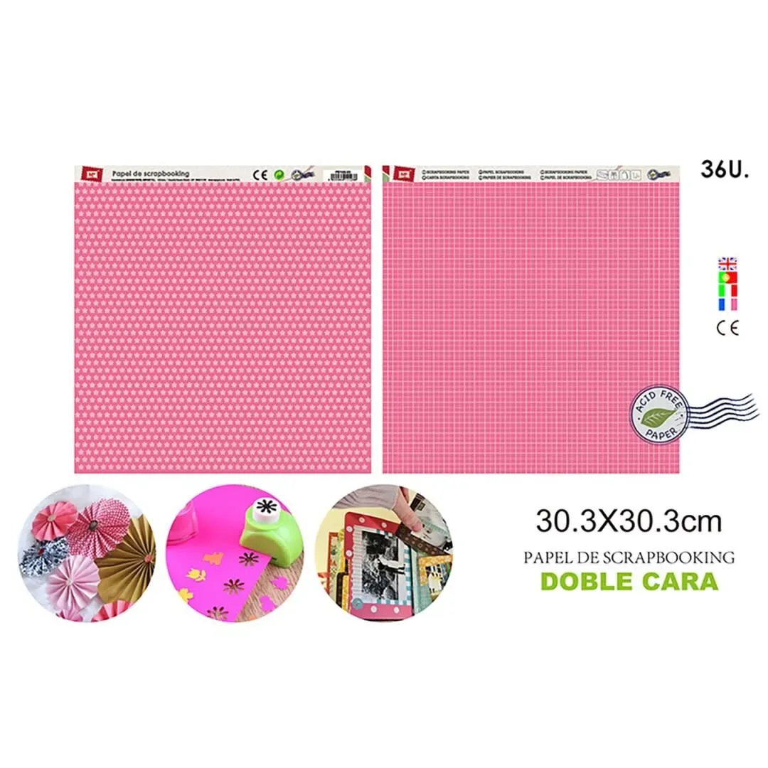 Papel De Scrapbooking Doble Cara Puntos/Lineas/Cuadros1