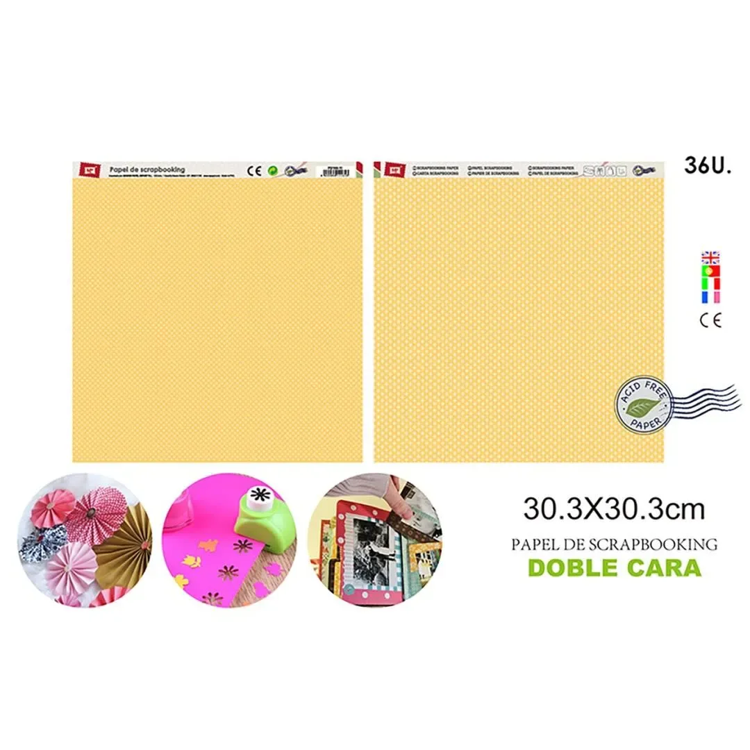 Papel De Scrapbooking Doble Cara Estrellas Amarillo1