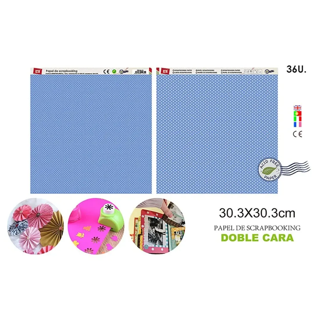 Papel Scrapbooking Doble Cara Estrellas Variadas CelesteP1