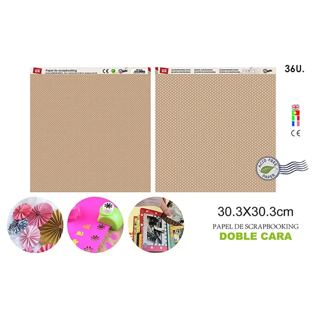 Papel De Scrapbooking Doble Cara Mini Estrellas Beige1