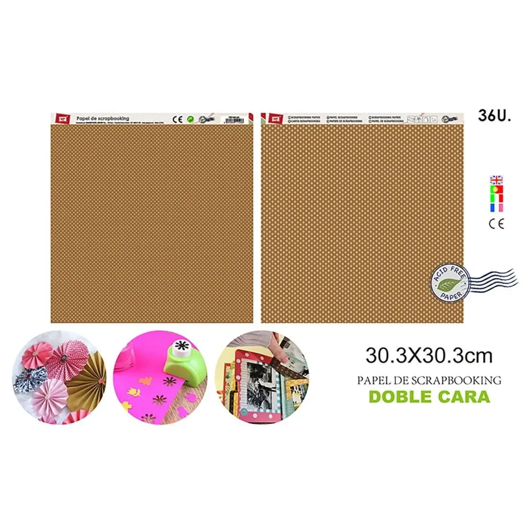 Papel De Scrapbooking Doble Cara Estrellas/Puntos Cafe1