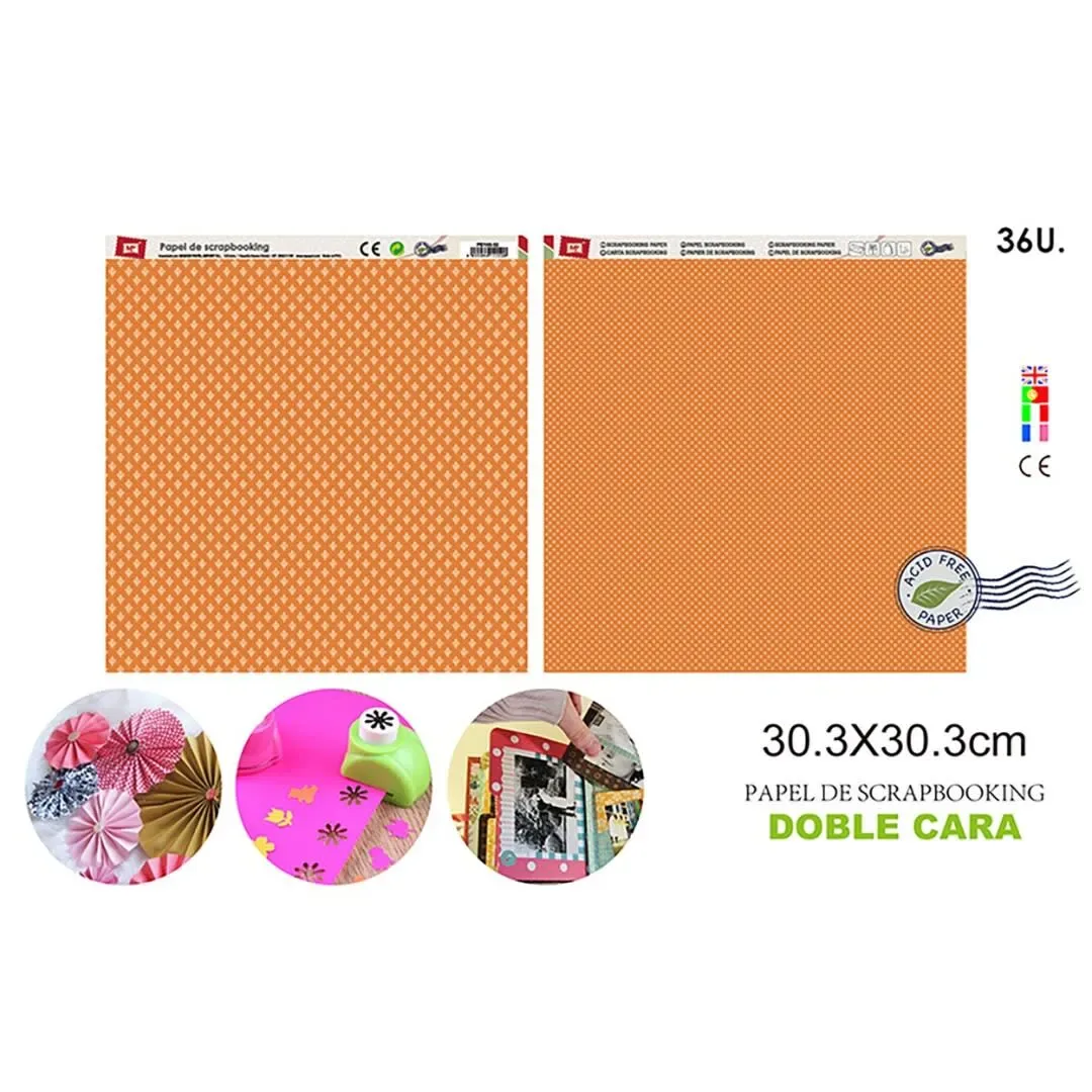 Papel De Scrapbooking Doble Cara Estrellas/Puntos Gris1