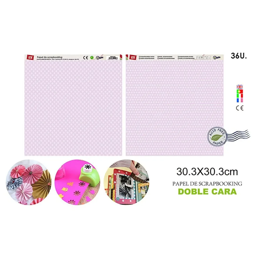 Papel Scrapbooking Doble Cara Estrellas Surtidas Verde Past1