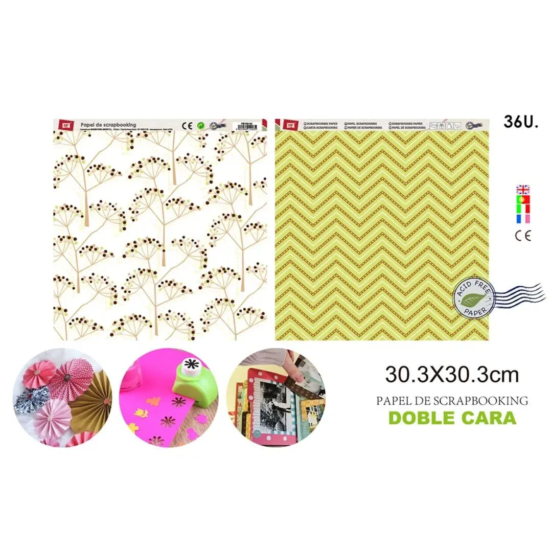 Papel De Scrapbooking Lineas Mixtas/Ramilletes 30.3X30.3Cm1