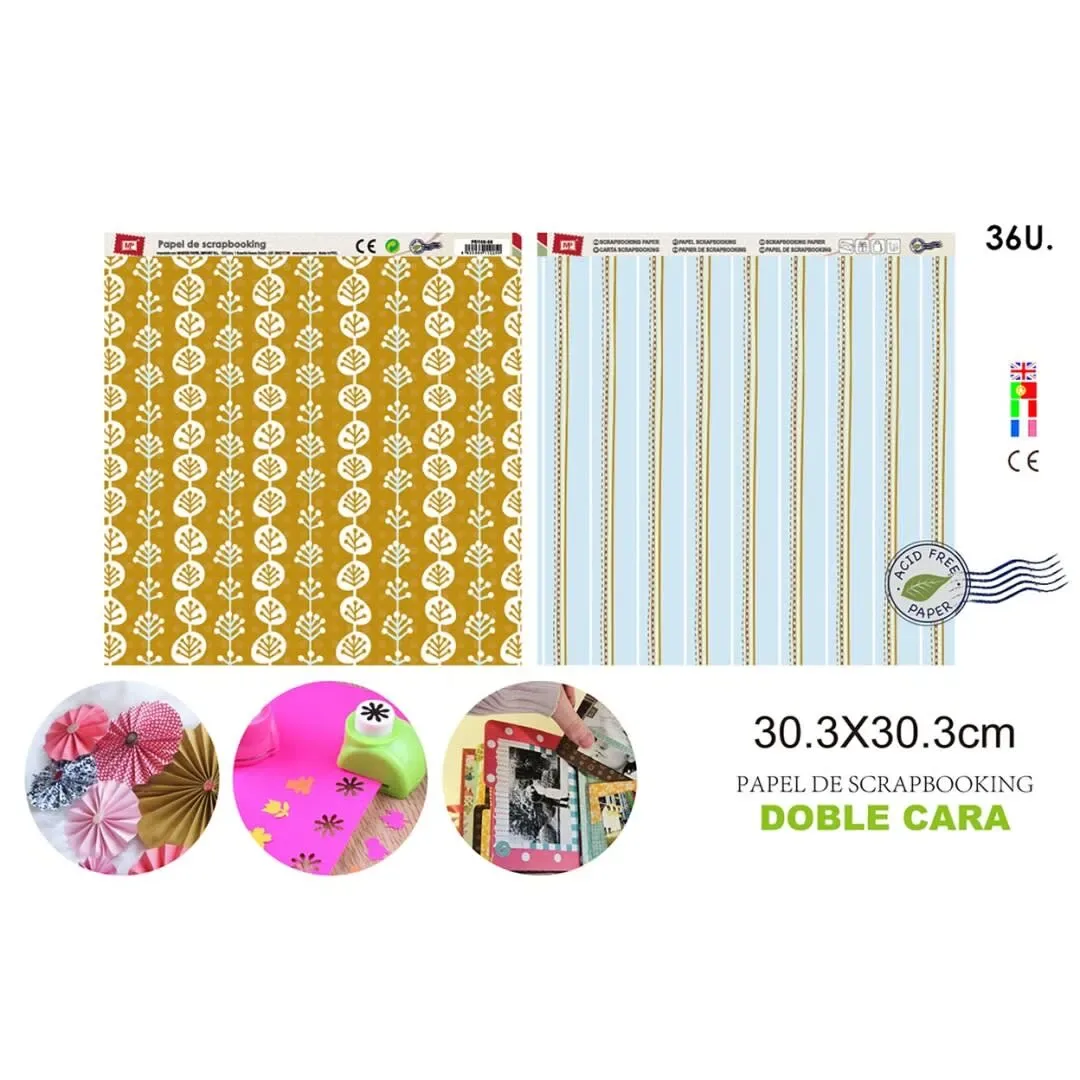 Papel De Scrapbooking Lineas Clasicas/Ramilletes 30.3X30.3Cm1