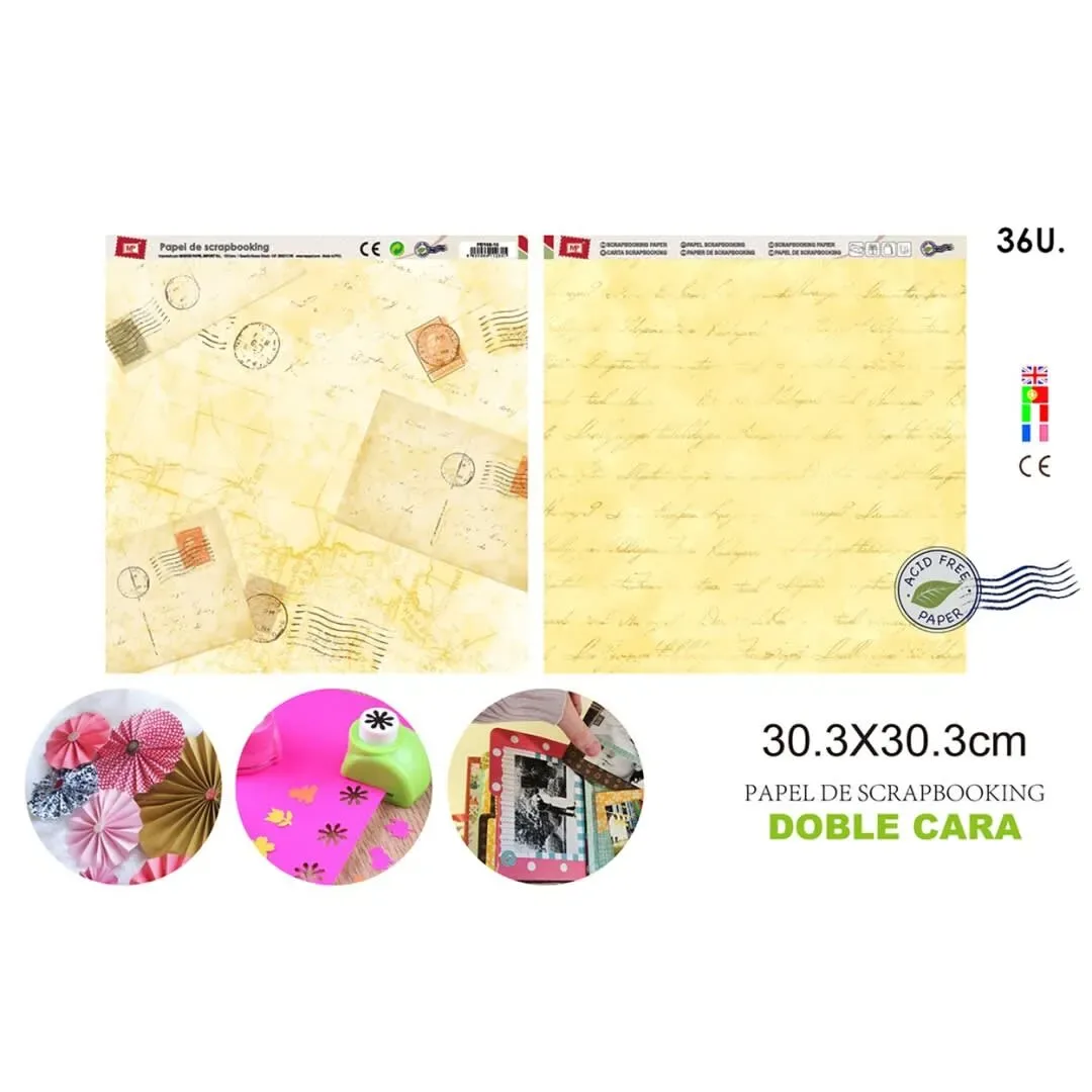 Papel De Scrapbooking Doble Cara Cartas/Letras Amarillo1