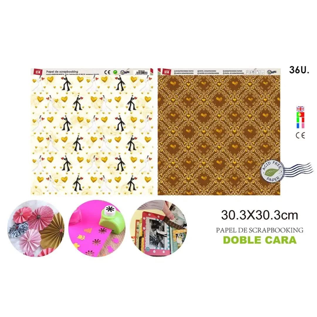 Papel De Scrapbooking Doble Cara Diseño Bodas 30.3X30.3Cmdo1