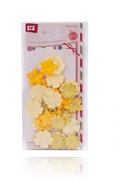 Flores De Papel 2cm 38Und Marca Madrid Papel Color Amarillo1