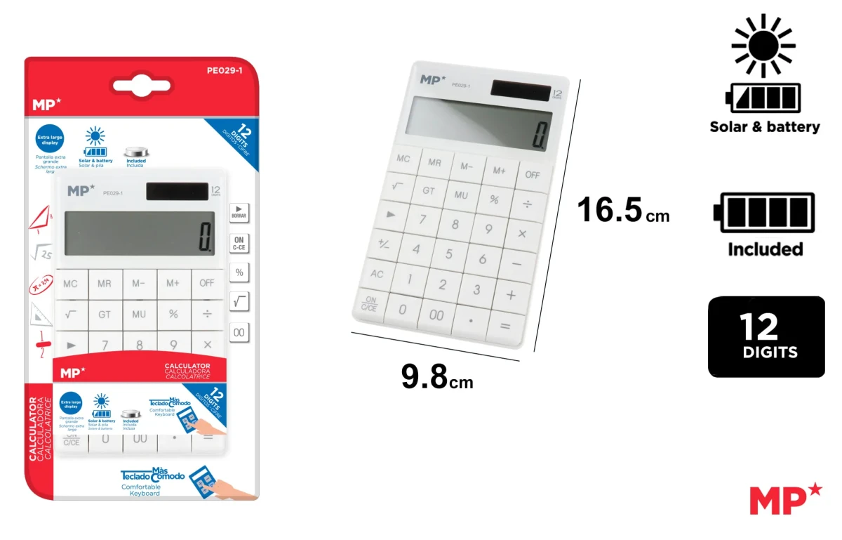 Calculadora Solar Y Pilas Blanco (MP)1