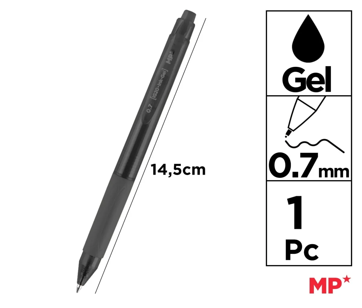 Boligrafo Retractil Tinta Gel Punta 0.7mm Madrid Papel Color Negro1