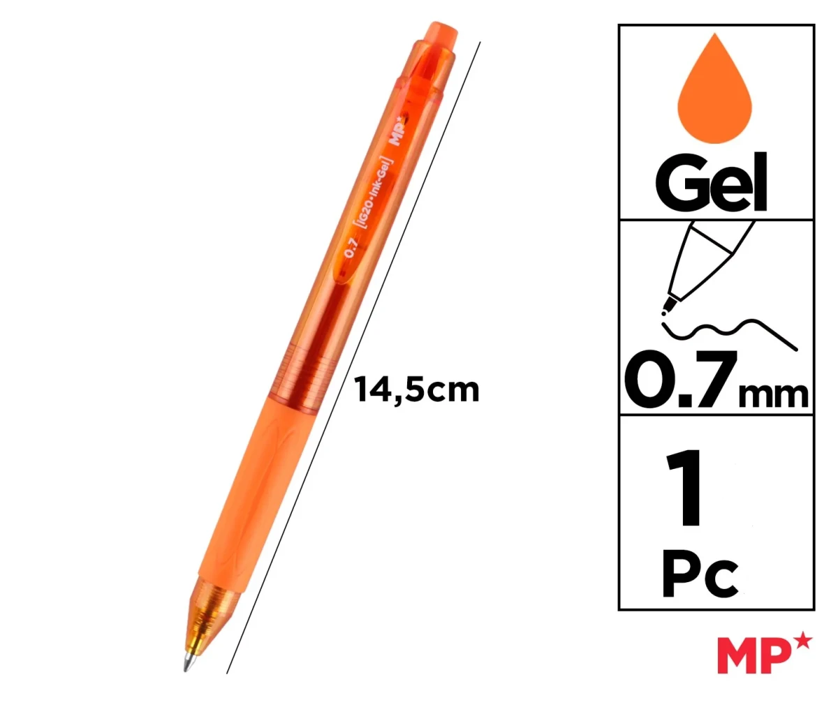 Boligrafo Retractil Tinta Gel Punta 0.7mm Color Naranja1