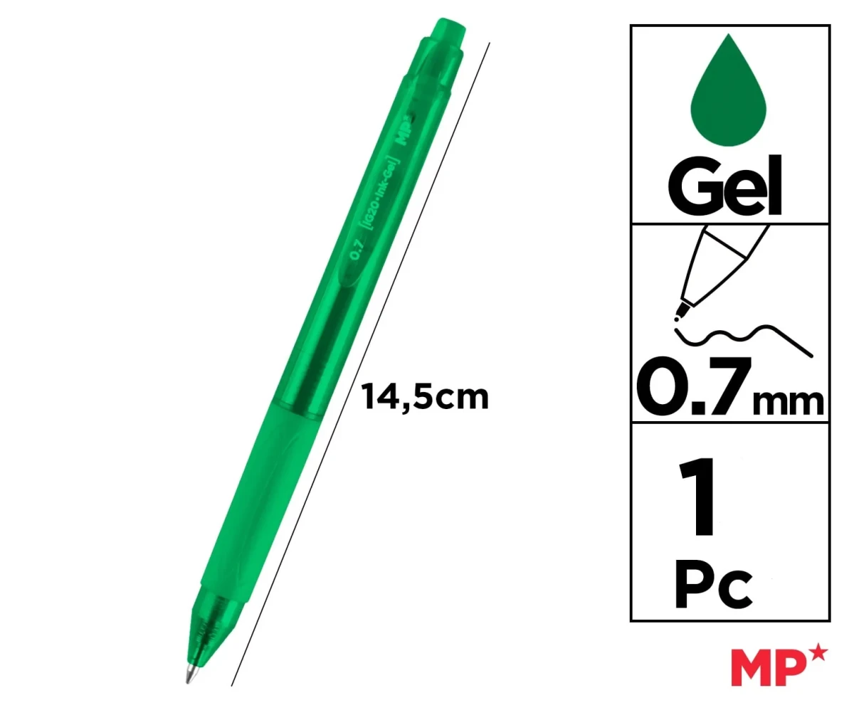 Boligrafo Retractil Tinta Gel Punta 0.7mm Color Verde1