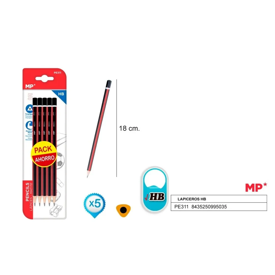 Set lapices Grafito HB x5 Uds Color Negro Marca Madrid Papel1