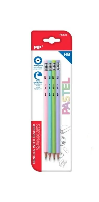 Set de 4 lapices Grafito HB,Madrid Papel Color Pastel1
