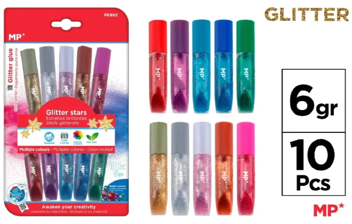 Pegamento De Oscuros Con Glitter Larga Duracion 10Uds X 6Grd1