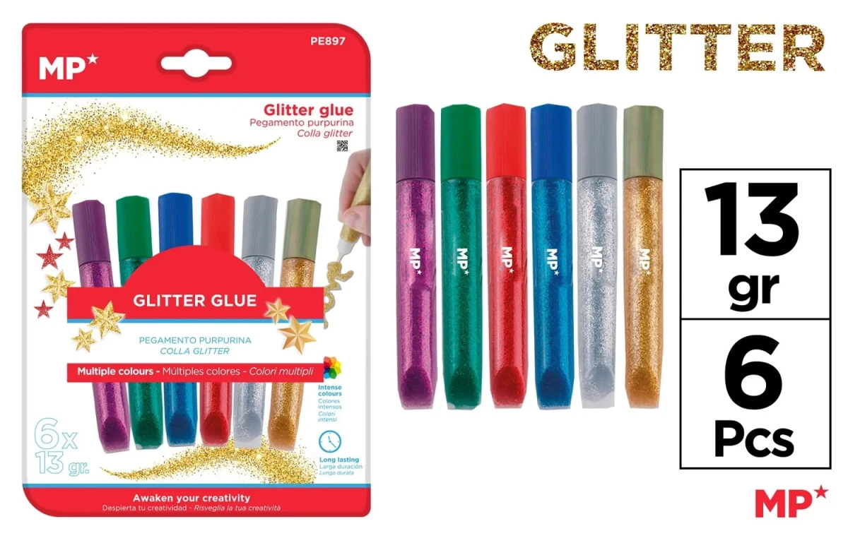 Pegamento De Intensos Con Glitter Larga Duracion 6Uds X 13Gr1