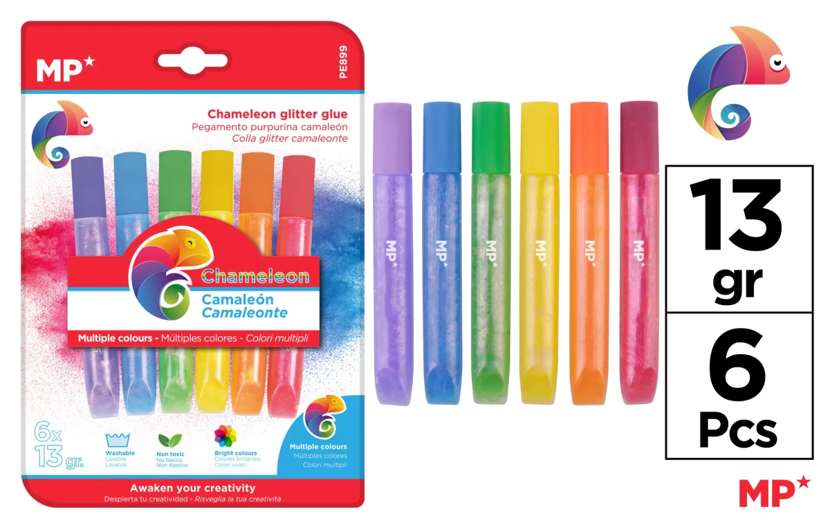 Pegamento Camaleon Con Glitter 6Uds X 13Gr Color Variado1