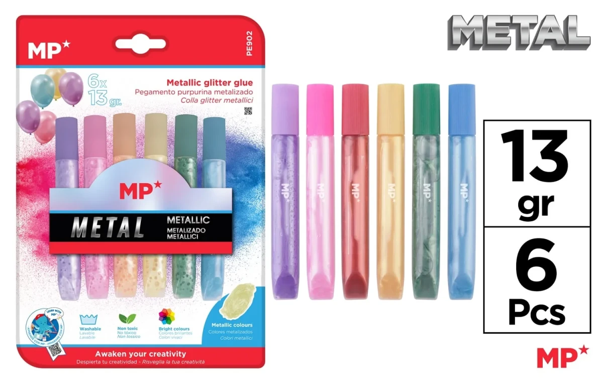 Pegamento Metalicos Con Glitter Lavable 6Uds X 13Grdo1