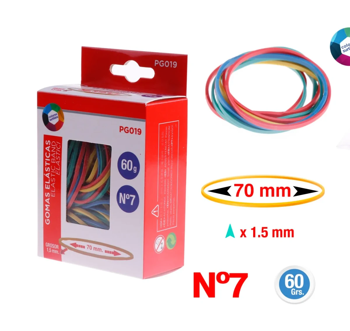 Elasticos N7 60G 70X2MM Color Variado1