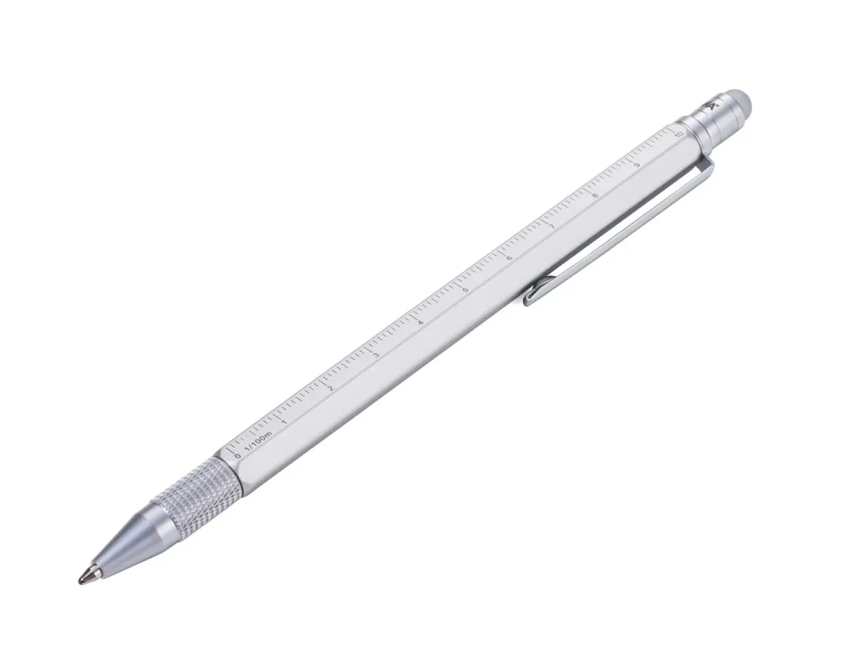 Boligrafo Troika Construcccion multifuncional Slim Plateado1