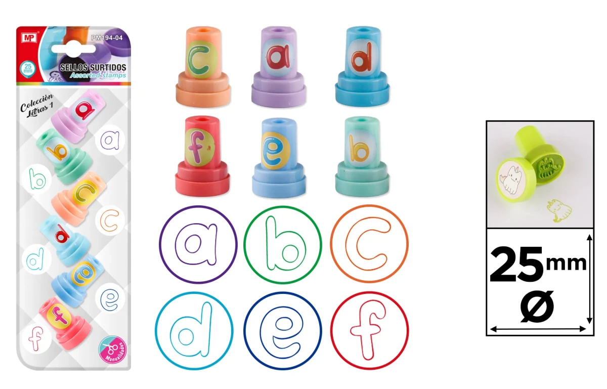 Set De Timbres Para Niños Coleccion De Letras #1 /25mm X 6U1