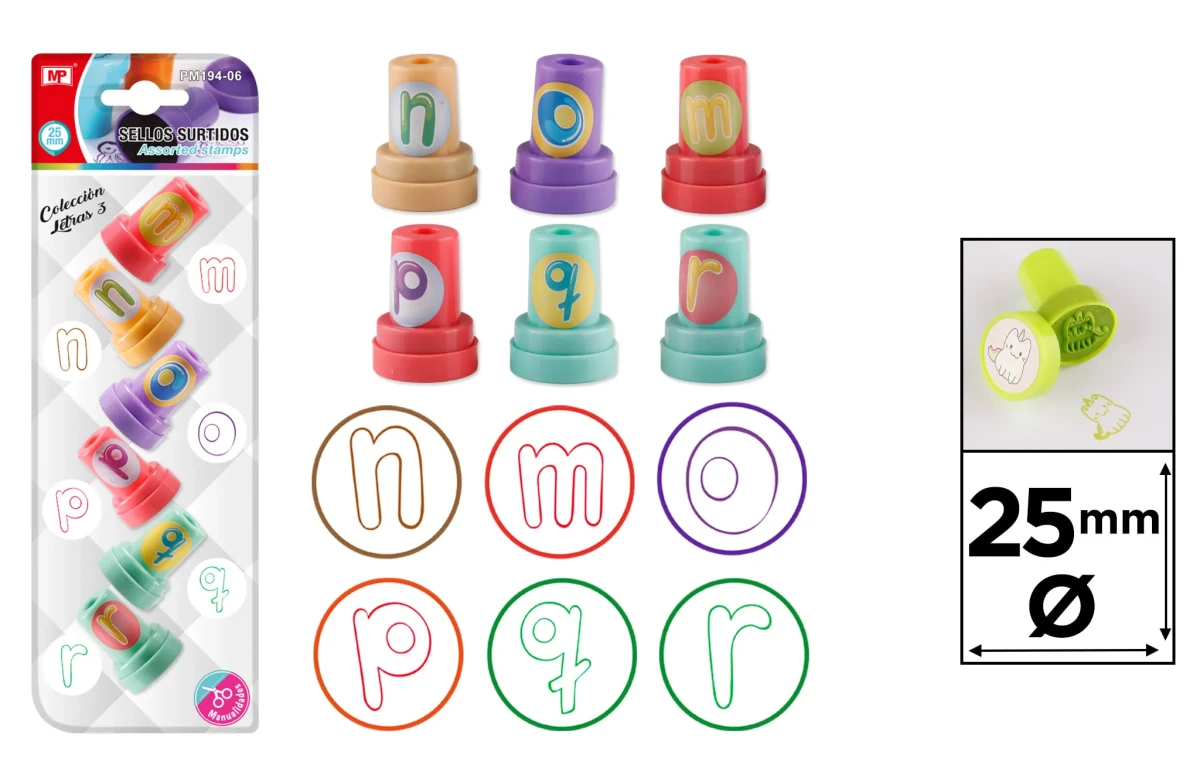 Set De Timbres Para Niños Coleccion De Letras #3/ 25mm X 6U1